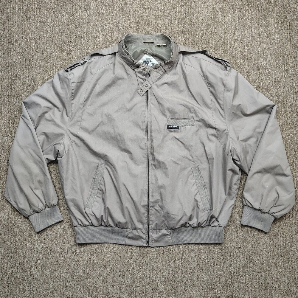 Vintage WORLD TRAVEL CLUB Racer Jacket Men's 2XL Gray Full Zip Lightweight Retro